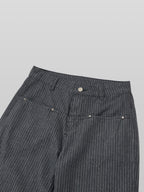 Striped Low Pocket Wide Denim Jeans – Detail | wide-leg denim / relaxed denim | UNPROVEN