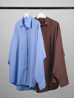 Oversized Shirt Sky-Blue front - cleanfit minimal - UNPROVEN