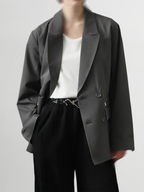 TR Zip Double Breasted Blazer gray-1 – Front view | tailored / architectural tailoring | UNPROVEN