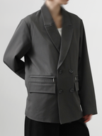 TR Zip Double Breasted Blazer gray-1 – Detail | tailored / architectural tailoring | UNPROVEN