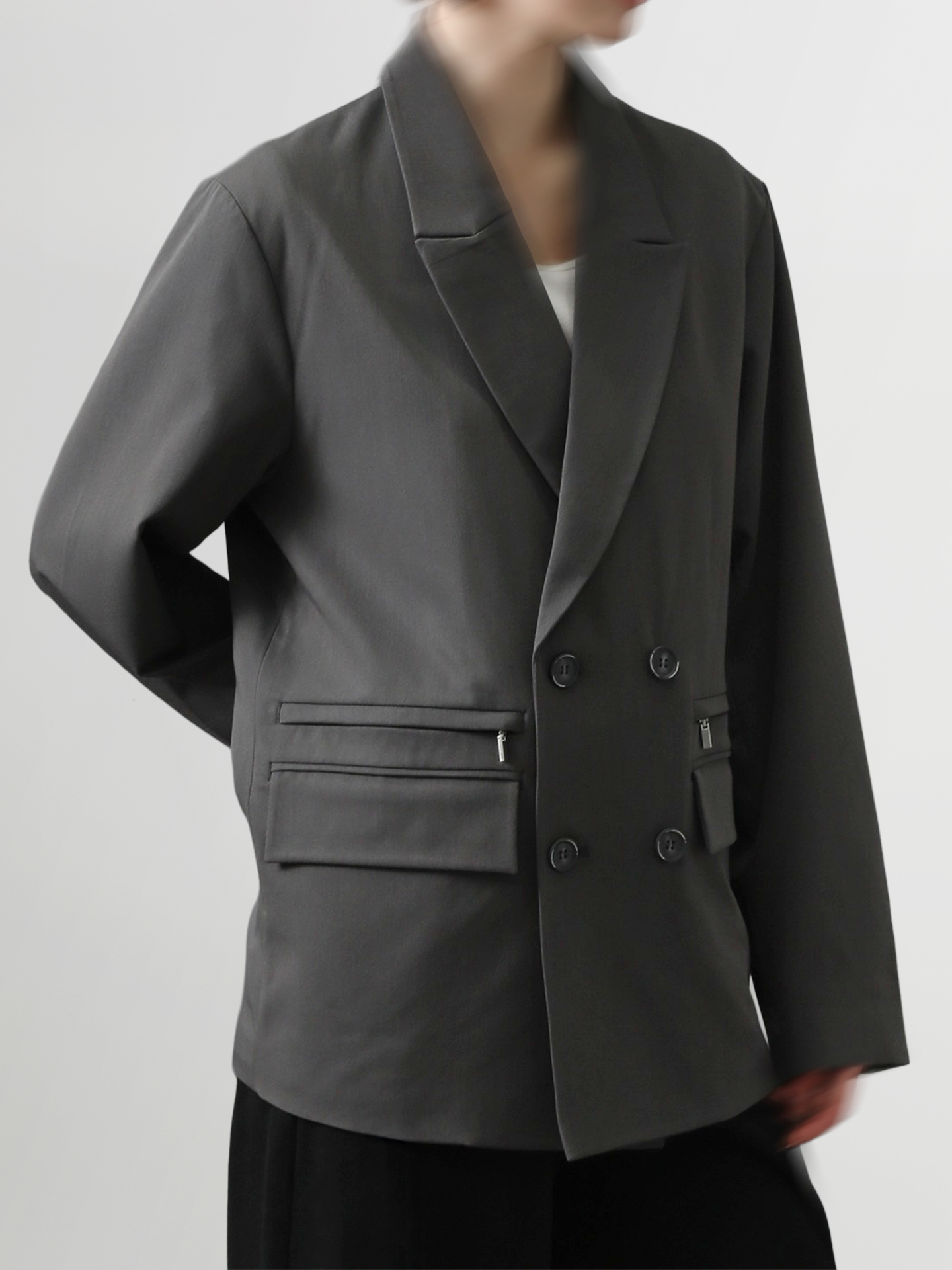 TR Zip Double Breasted Blazer