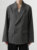 TR Zip Double Breasted Blazer gray-1 – Detail | tailored / architectural tailoring | UNPROVEN