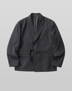 Tie-Waist Double-Breasted Blazer
