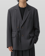 Tie-Waist Double-Breasted Blazer