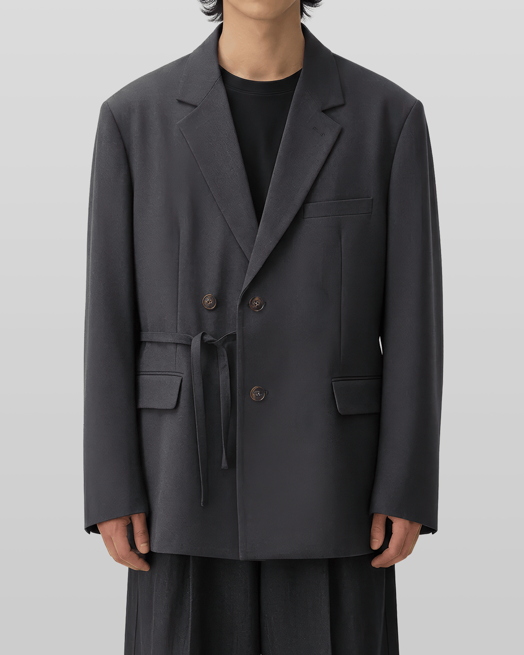 Tie-Waist Double-Breasted Blazer