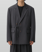 Tie-Waist Double-Breasted Blazer