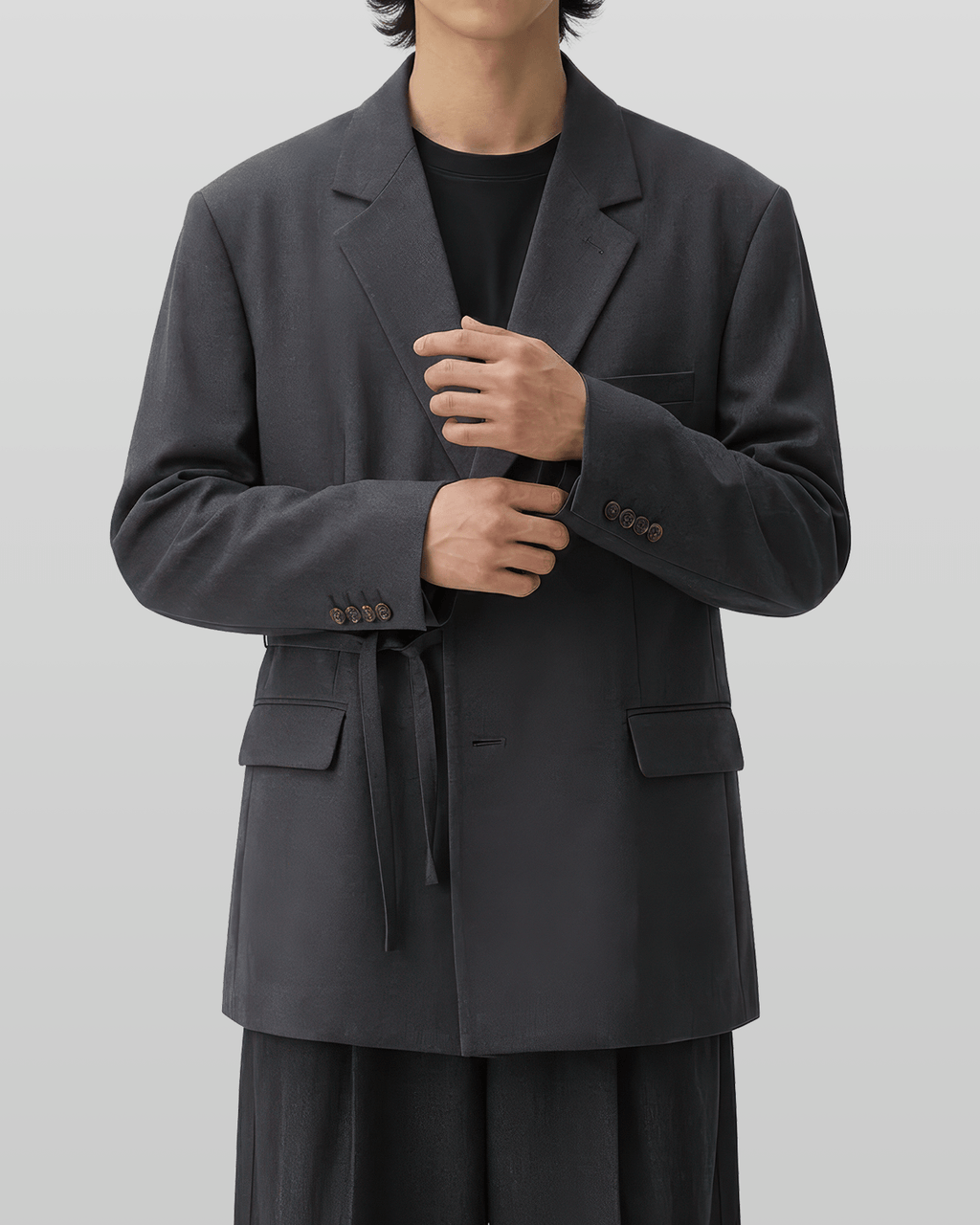 Tie-Waist Double-Breasted Blazer