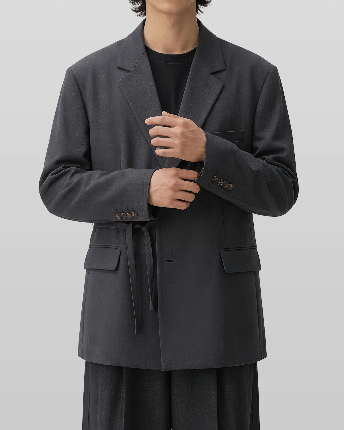 Tie-Waist Double-Breasted Blazer