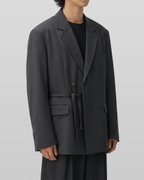 Tie-Waist Double-Breasted Blazer