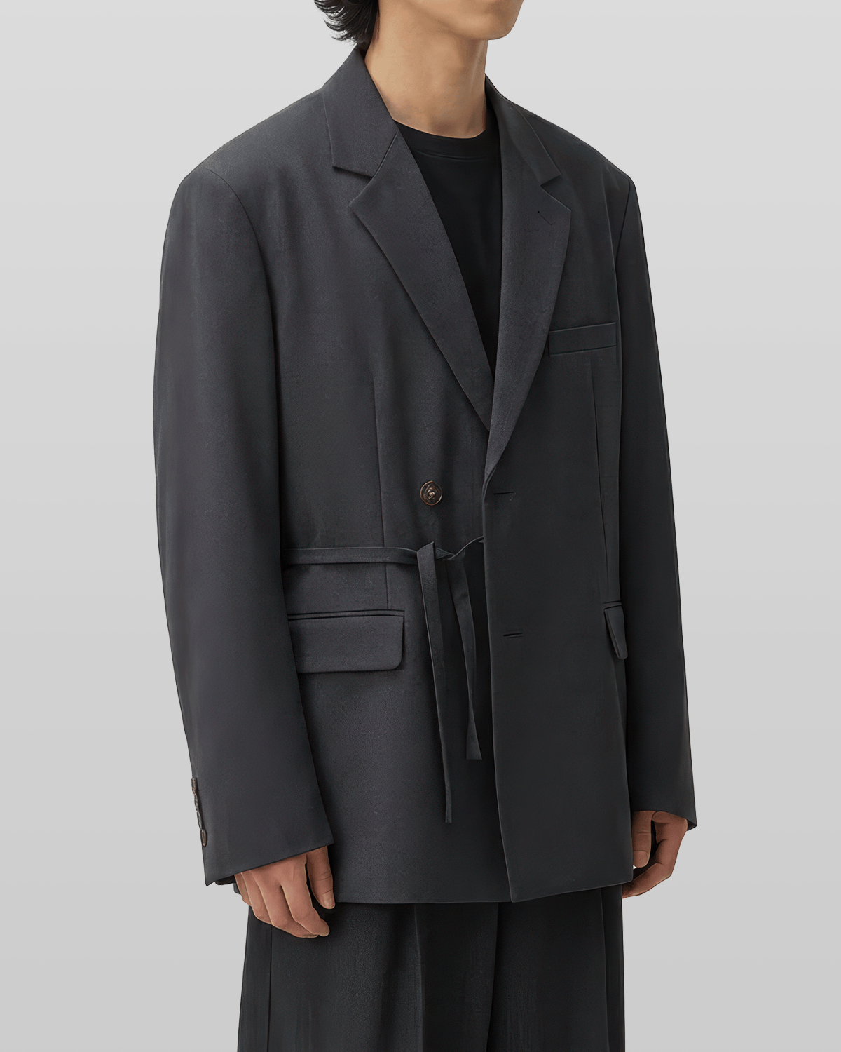 Tie-Waist Double-Breasted Blazer