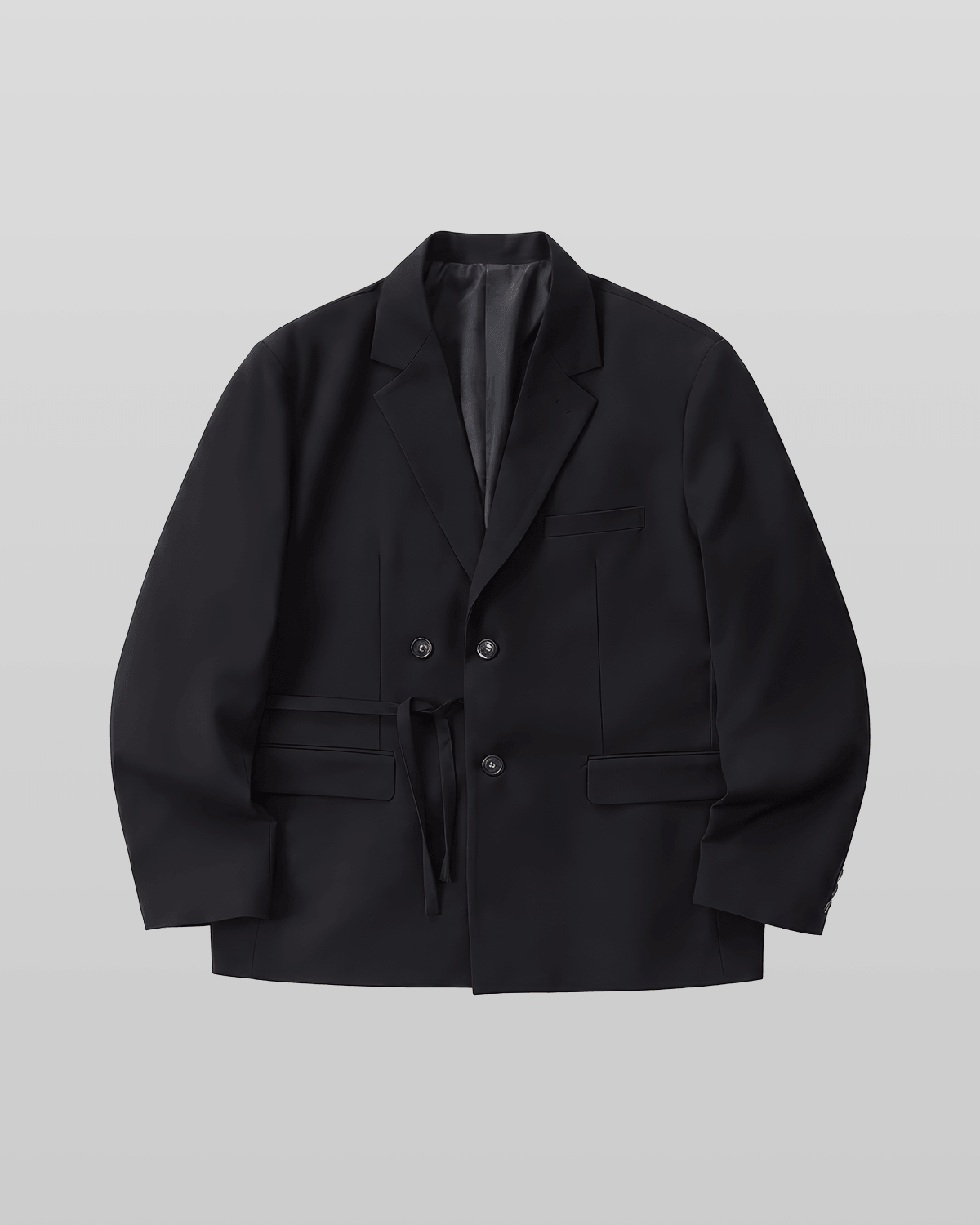 Tie-Waist Double-Breasted Blazer