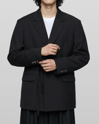 Tie-Waist Double-Breasted Blazer