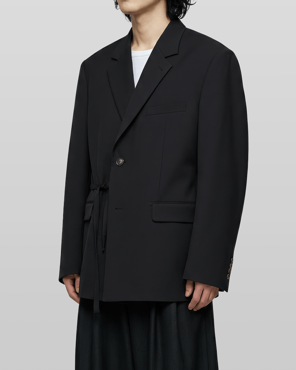 Tie-Waist Double-Breasted Blazer