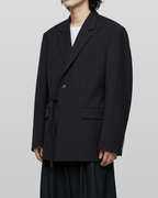 Tie-Waist Double-Breasted Blazer
