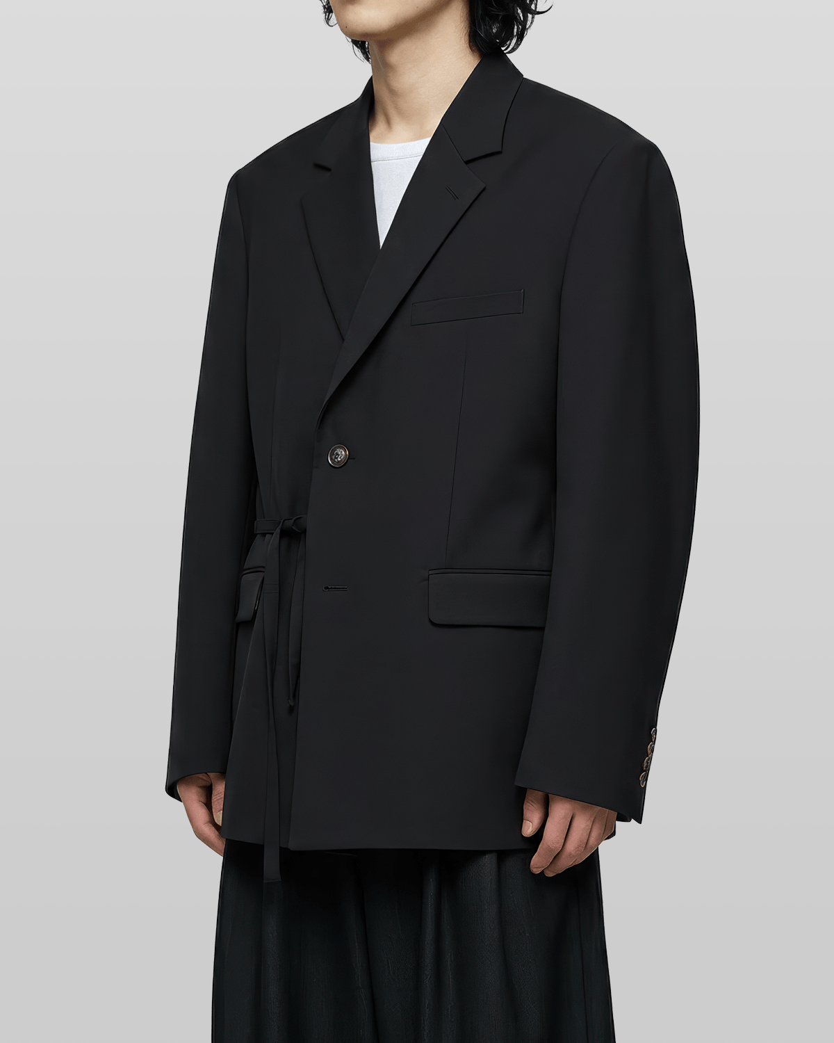 Tie-Waist Double-Breasted Blazer