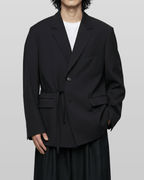 Tie-Waist Double-Breasted Blazer