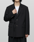 Tie-Waist Double-Breasted Blazer
