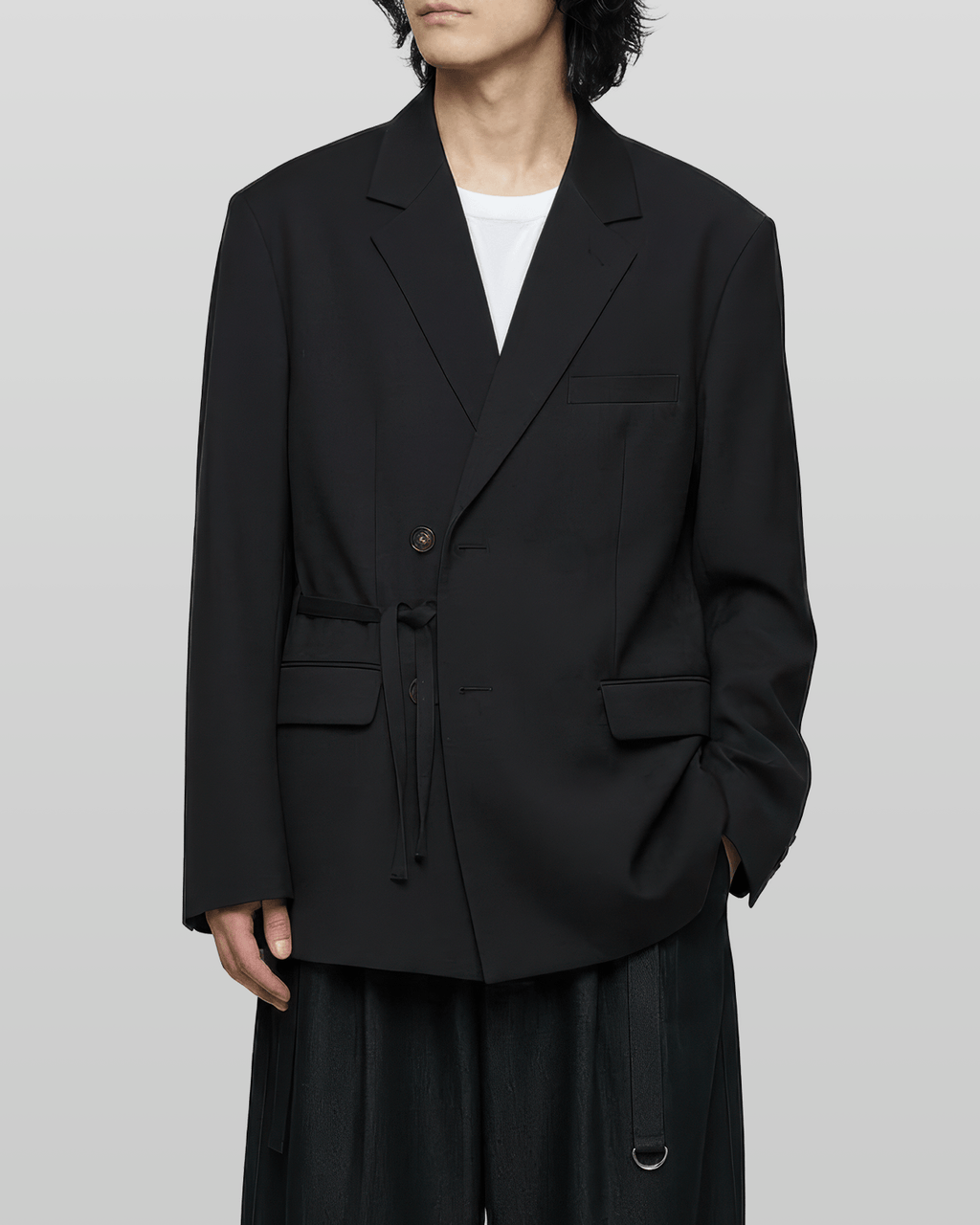 Tie-Waist Double-Breasted Blazer