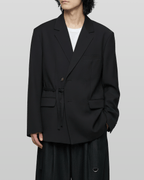 Tie-Waist Double-Breasted Blazer