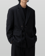 Tie-Waist Double-Breasted Blazer