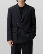 Tie-Waist Double-Breasted Blazer