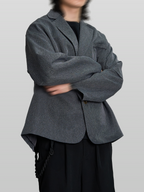 Tucked Sleeves Oversized Blazer charcoal – Detail | tailored / architectural tailoring | UNPROVEN
