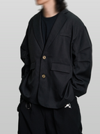 Tucked Sleeves Oversized Blazer black – Detail | tailored / architectural tailoring | UNPROVEN