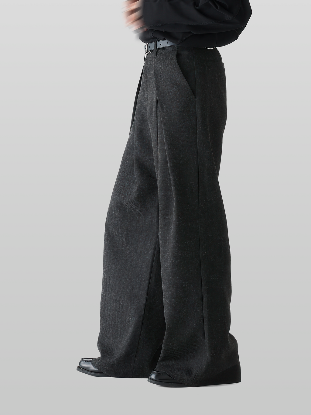 Cross Tuck Tweed Wide Pants