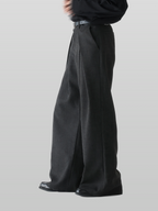 Tuck Tweed Wide Pants Black front - cleanfit minimal - UNPROVEN