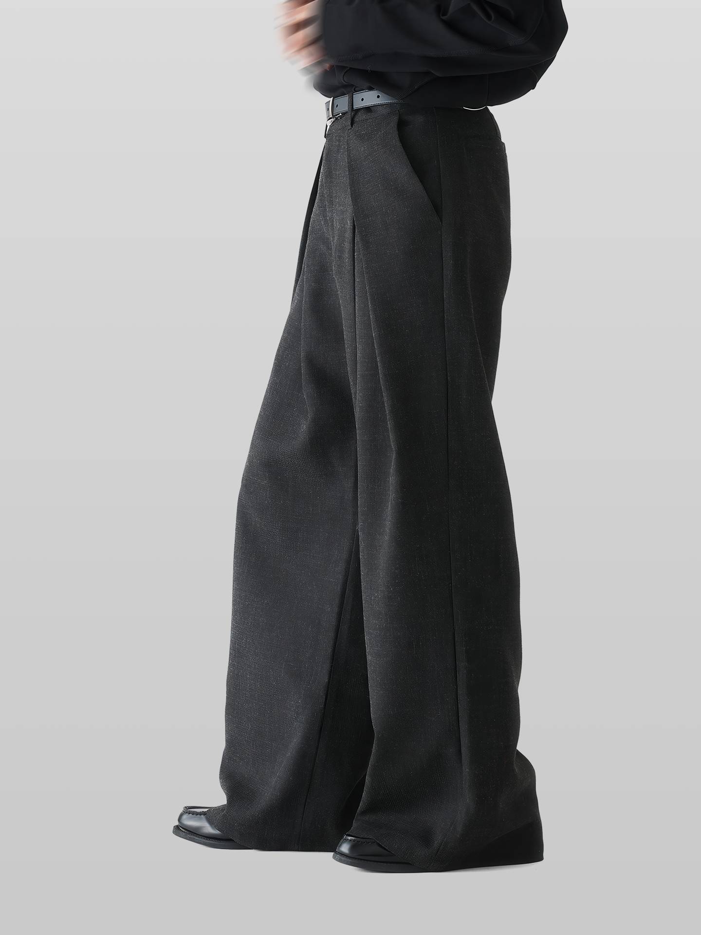 Cross Tuck Tweed Wide Pants