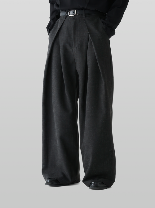 Cross Tuck Tweed Wide Pants