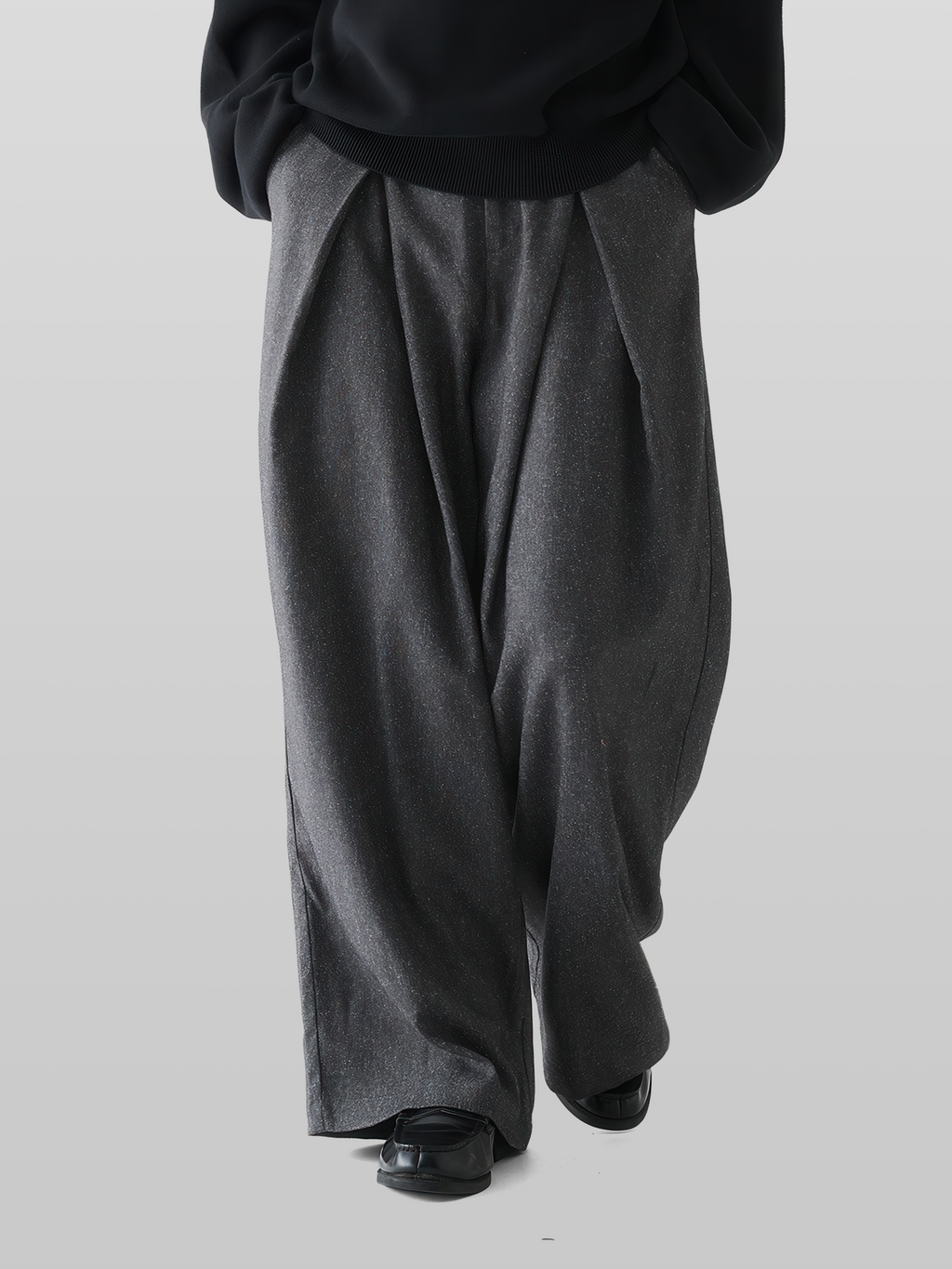 Cross Tuck Tweed Wide Pants