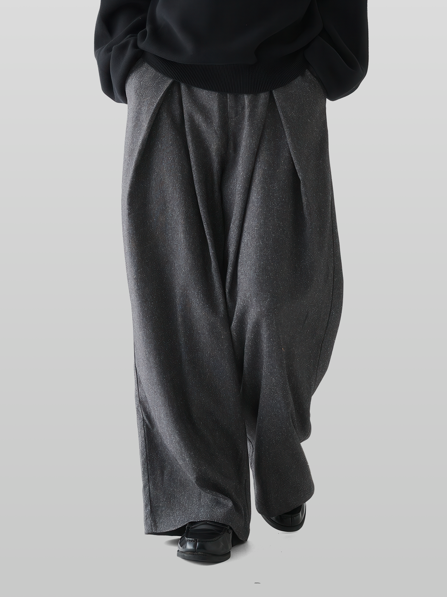 Cross Tuck Tweed Wide Pants