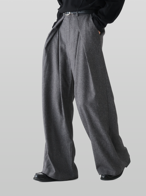Cross Tuck Tweed Wide Pants