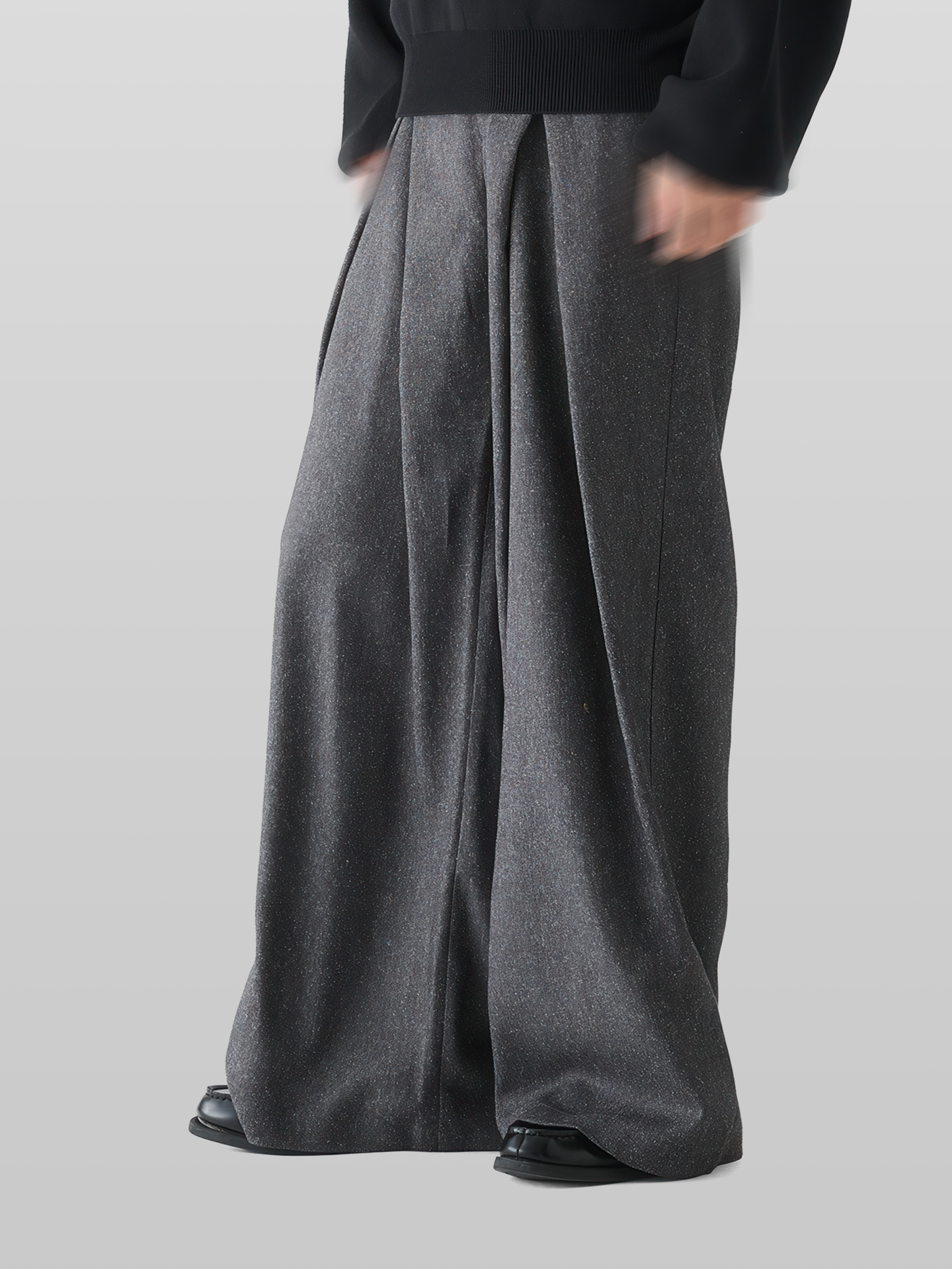 Cross Tuck Tweed Wide Pants