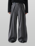 Cross Tuck Tweed Wide Pants