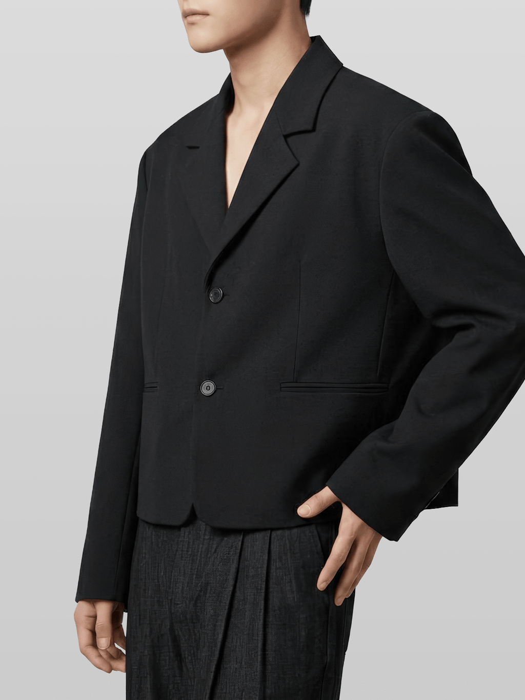 Two-Button Cropped Blazer