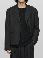 Two-Button Striped Cropped Blazer