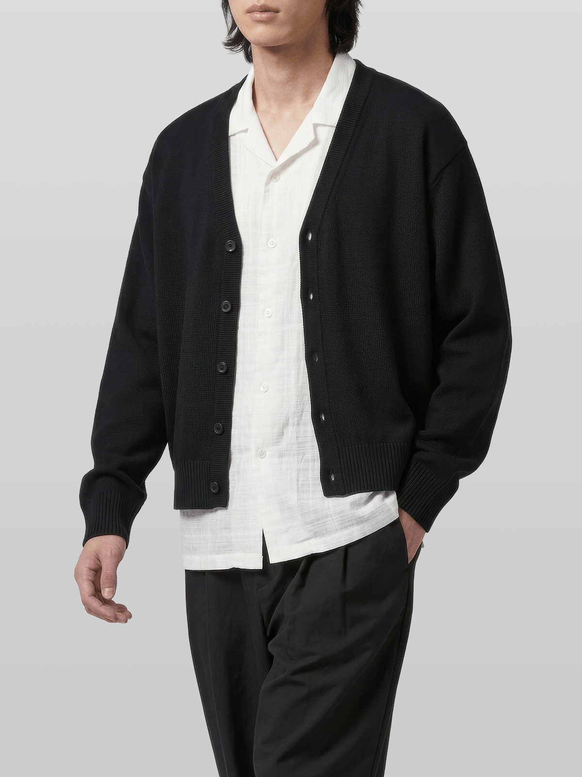 V-Neck Cropped Cardigan