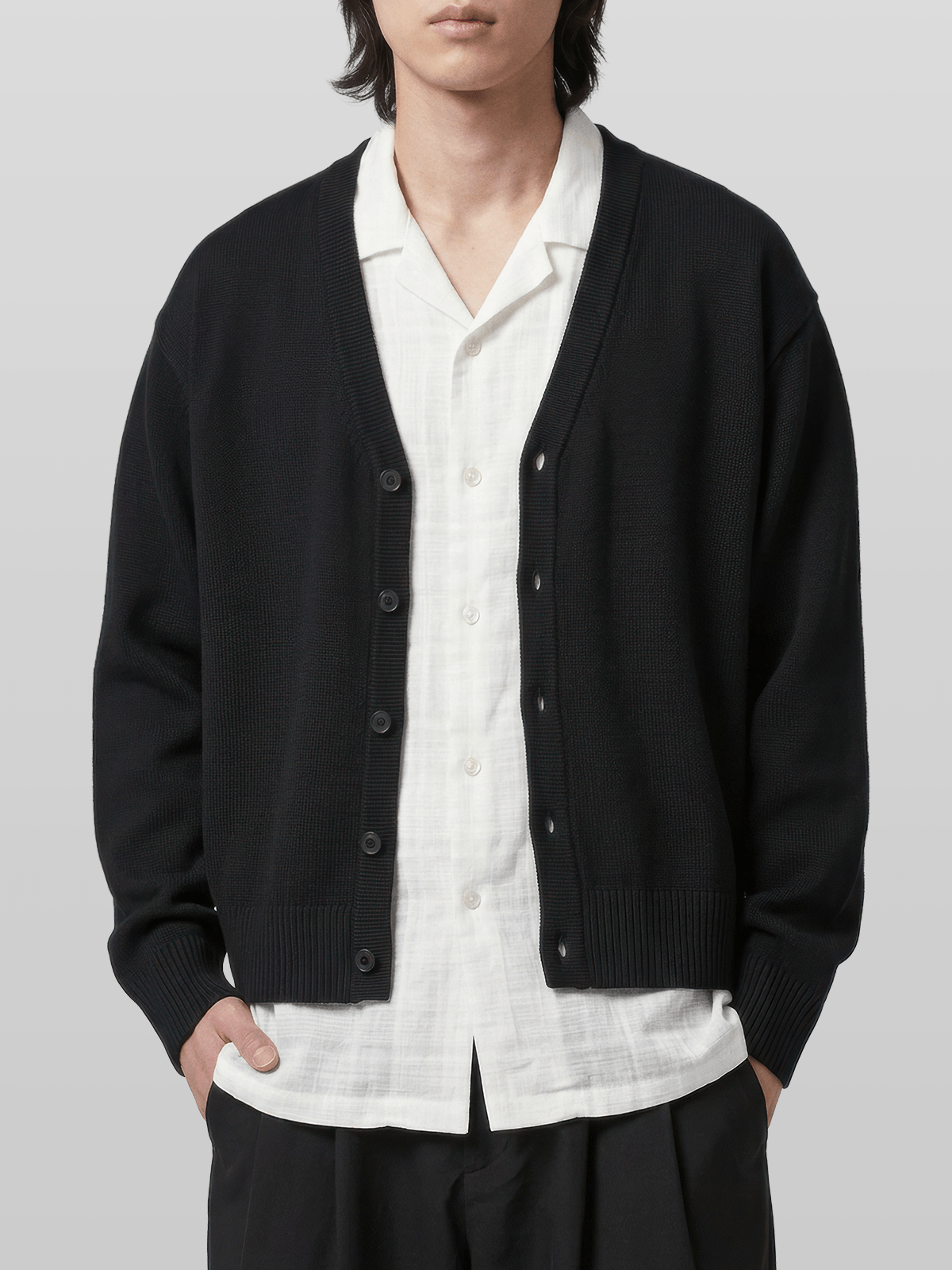 V-Neck Cropped Cardigan