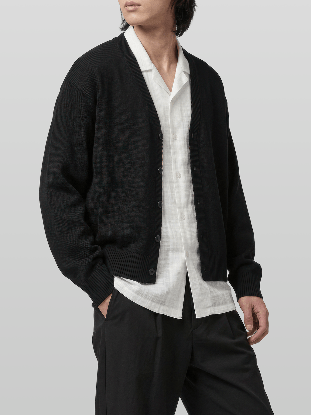 V-Neck Cropped Cardigan