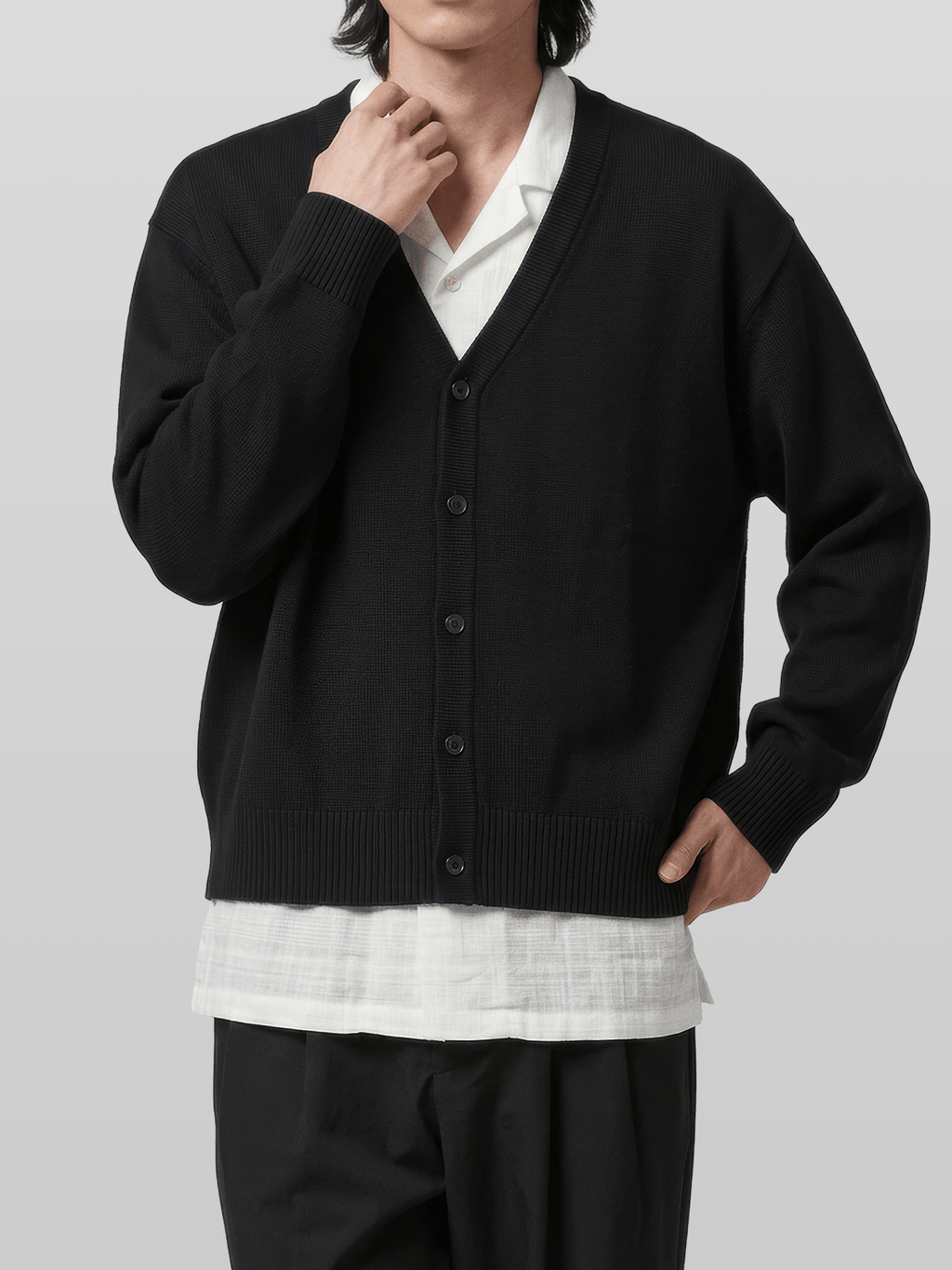 V-Neck Cropped Cardigan
