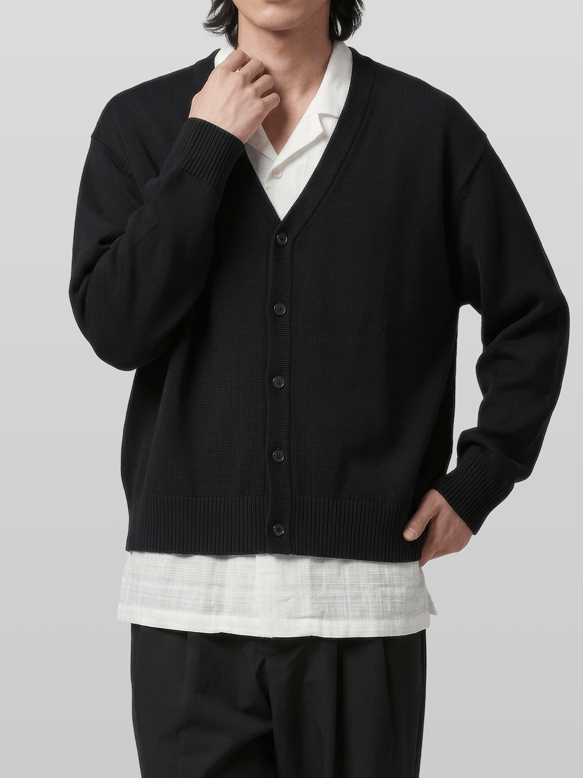 V-Neck Cropped Cardigan