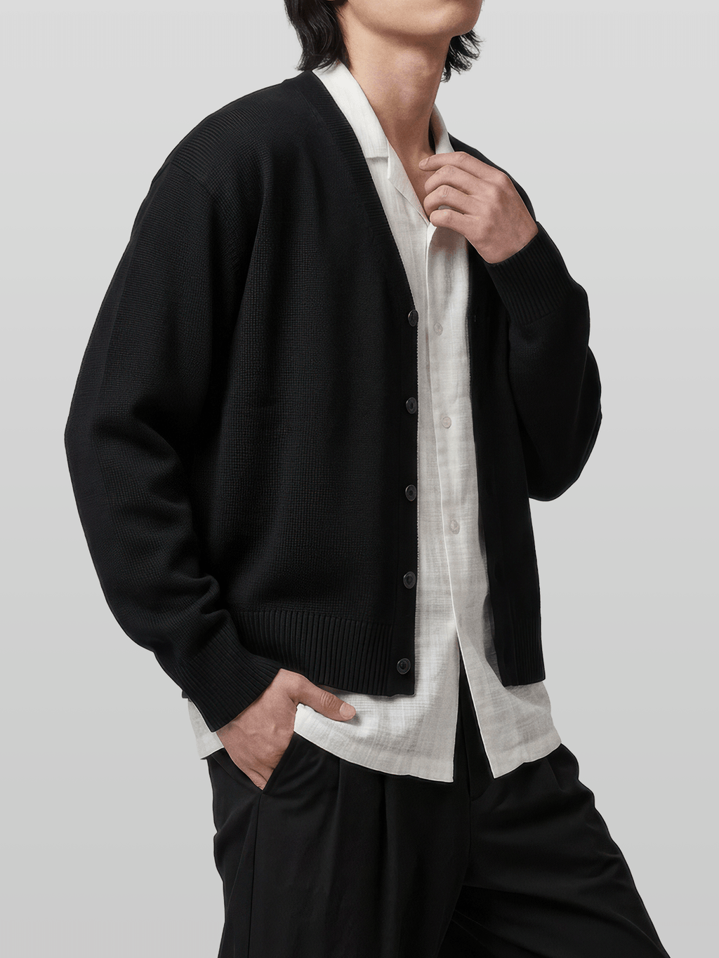 V-Neck Cropped Cardigan