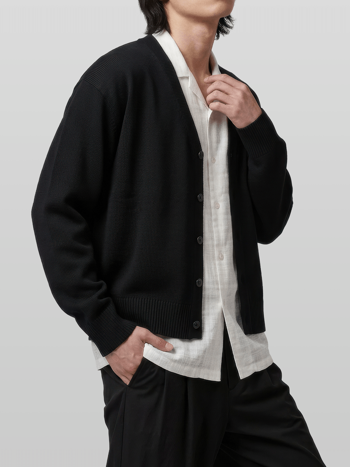 V-Neck Cropped Cardigan