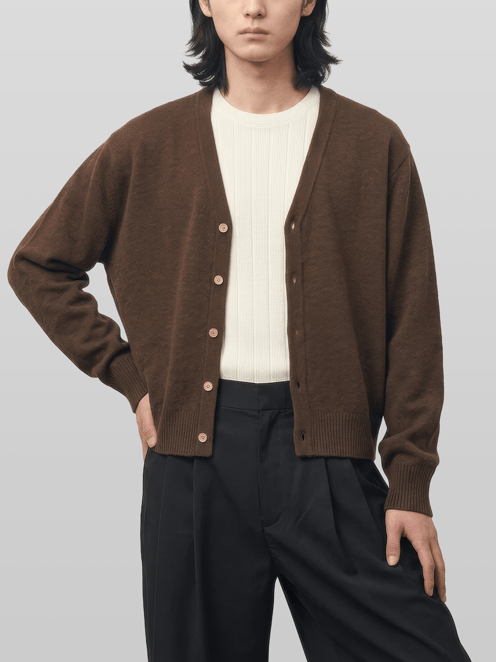 V-Neck Cropped Cardigan