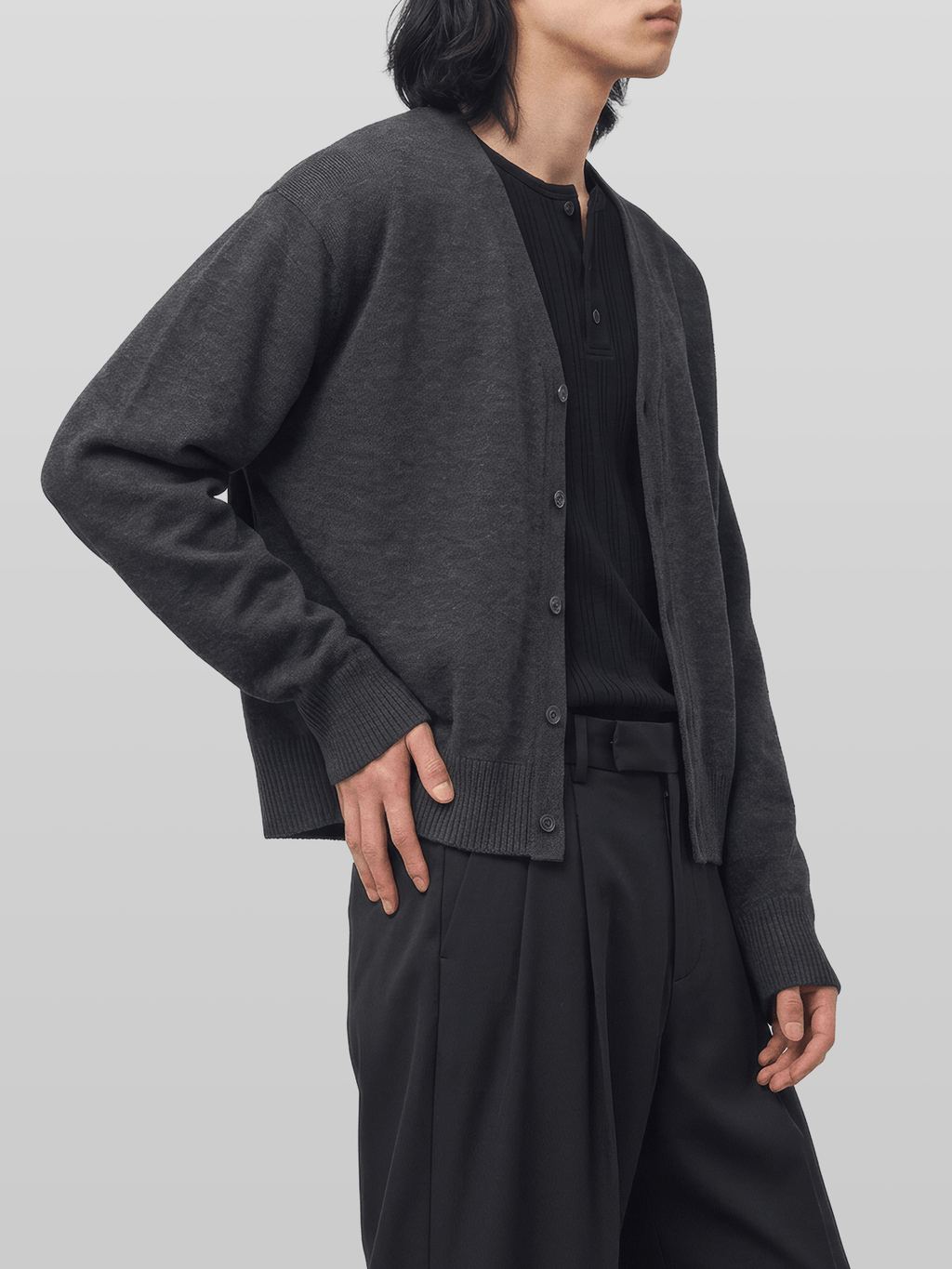 V-Neck Cropped Cardigan