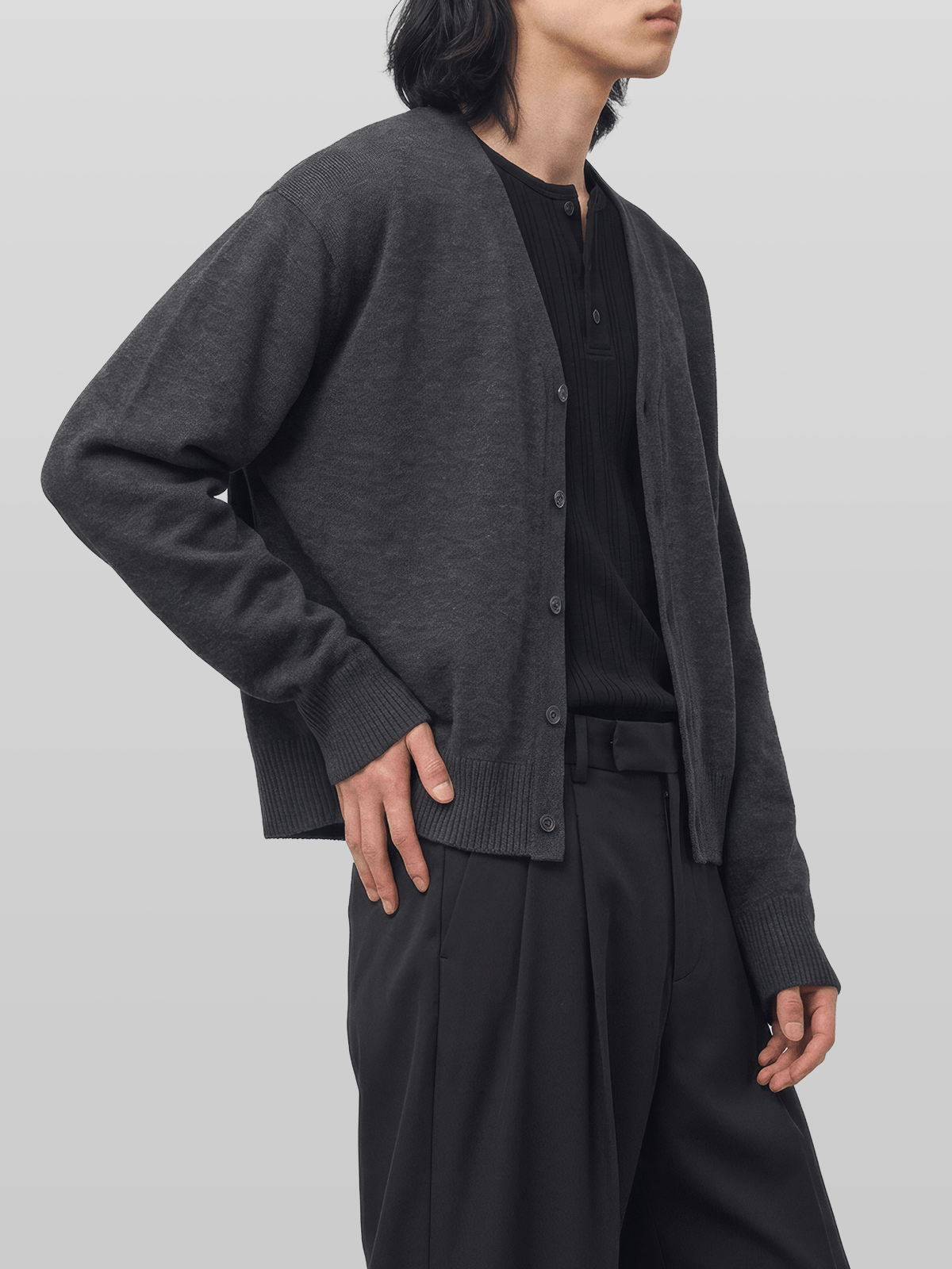 V-Neck Cropped Cardigan