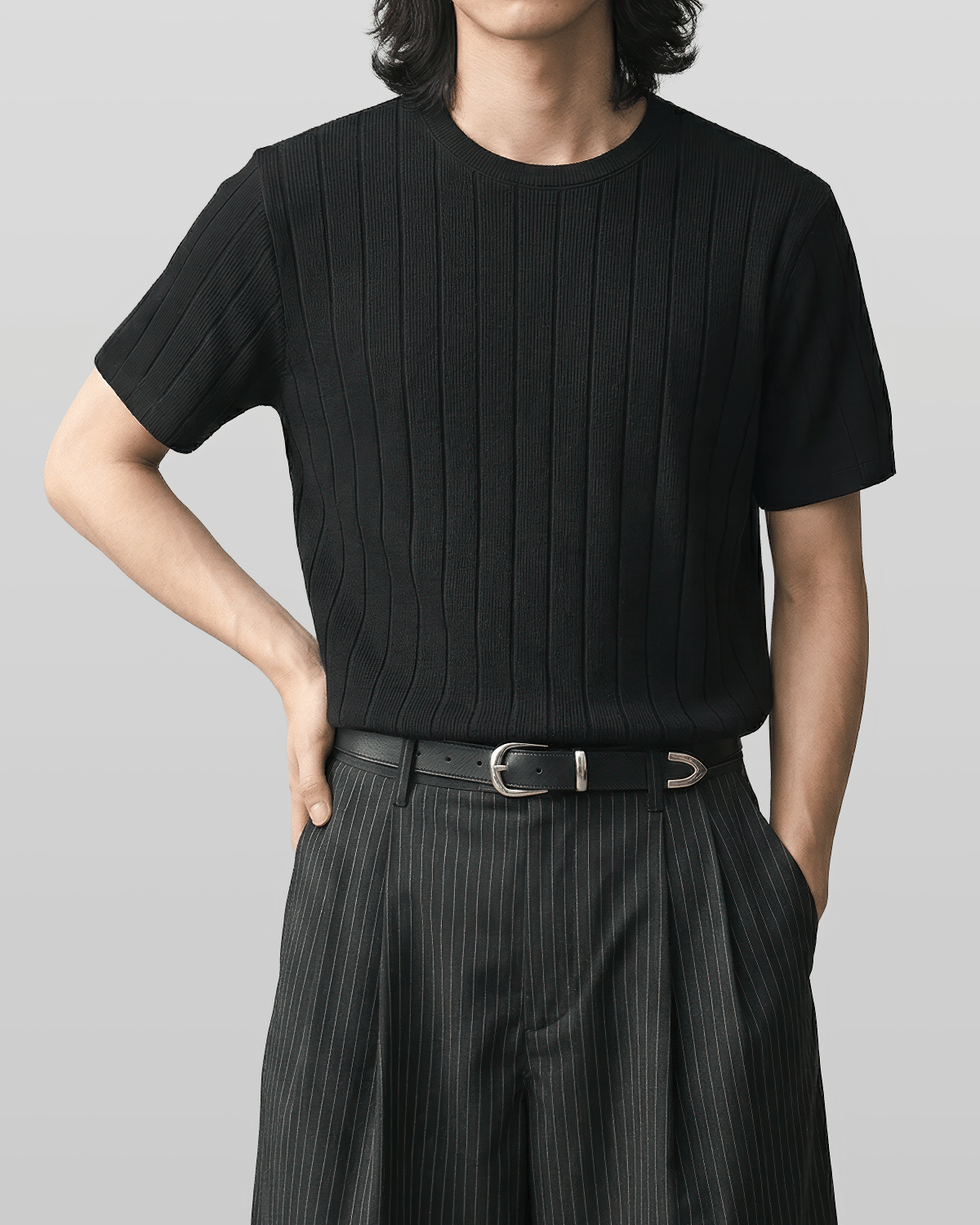Venice Round Knit Short-Sleeve T-Shirt
