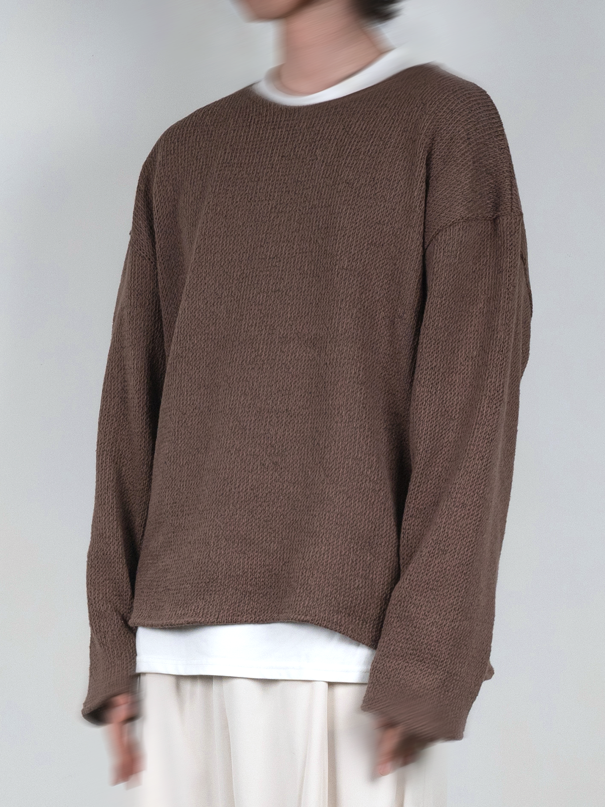 Wide Round Neck Knitted Sweater